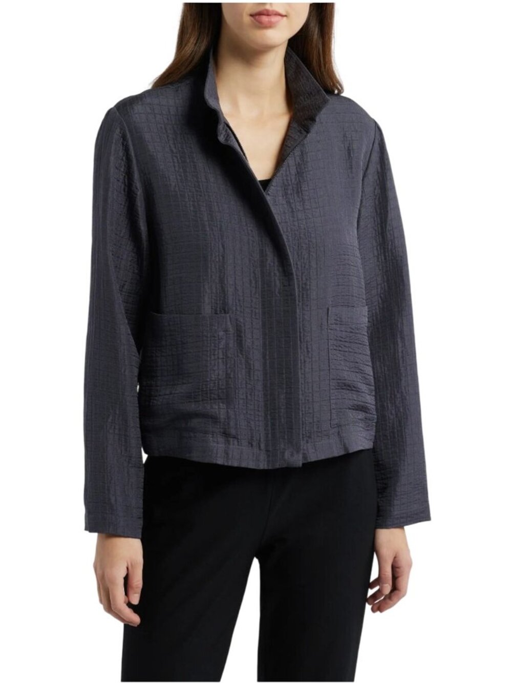 Eileen Fisher Stand Collar Jacket Gray NWT - Size XL